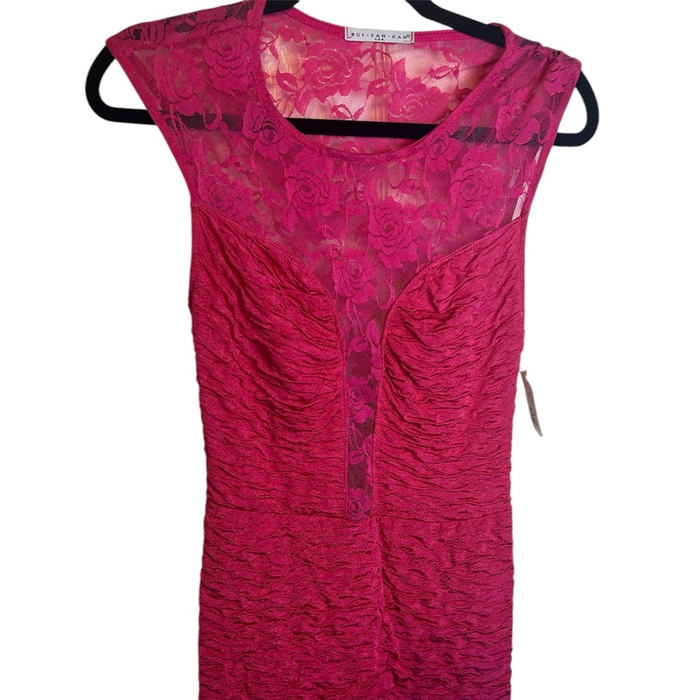 Bui-Yah-Kah Pink Lace Midi Dress NWT Size Large
